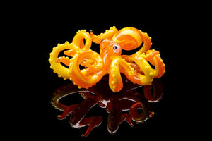 Orange-Yellow Blown Glass Octopus glass figurine Octopus Glass Ocean Octopus  Kraken Glass Octopus Figurine