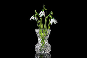 Flower Snowdrop  set of three glass snowdrops and crystal vase  mothers day gift Glass Flower Snowdrop birth flower