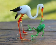 Load image into Gallery viewer, Glass stork figurine stork glass sculpture, Blown Glass,Glass Art
