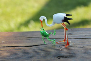 Glass stork figurine stork glass sculpture, Blown Glass,Glass Art