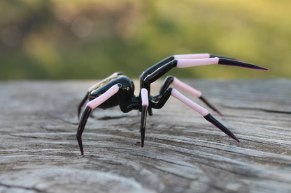 Black Spider With Pink Legs – Murano Glass Figurine Halloween Decor