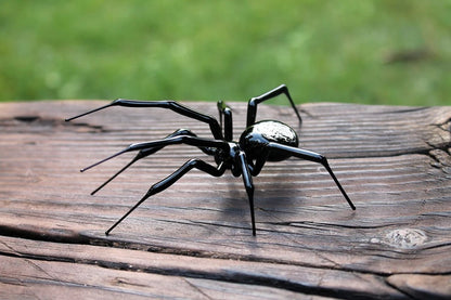 Spider Animals Glass, Art Glass, Blown Glass, Sculpture Made Of Glass, Black widow spider