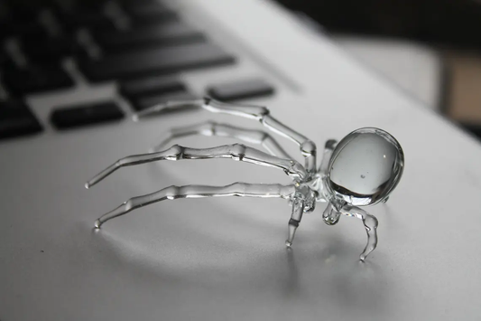 Miniature Clear Glass Spider – Handmade Lampwork Art – 2 Inches