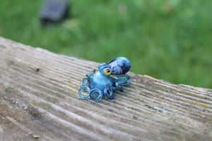 Deep Blue Blown Glass Octopus, Glass Octopus, Glass, Octopus, Ocean, Octopus Sculpture, Squid, Kraken, Sea, Cephalopod, Blown Glass, Octopus Figurine