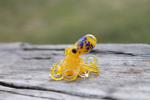 Yellow Blown Glass Octopus, Glass Octopus, Glass, Octopus, Ocean, Octopus Sculpture, Squid, Kraken, Sea, Cephalopod, Blown Glass, Octopus Figurine