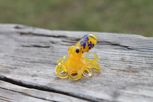 Yellow Blown Glass Octopus, Glass Octopus, Glass, Octopus, Ocean, Octopus Sculpture, Squid, Kraken, Sea, Cephalopod, Blown Glass, Octopus Figurine
