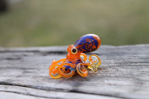 Orange Blue Blown Glass Octopus, Glass Octopus, Glass, Octopus, Ocean, Octopus Sculpture, Squid, Kraken, Sea, Cephalopod, Blown Glass, Octopus Figurine