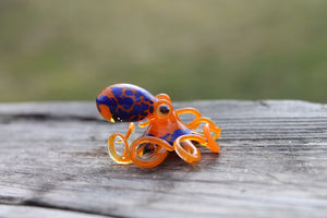 Orange Blue Blown Glass Octopus, Glass Octopus, Glass, Octopus, Ocean, Octopus Sculpture, Squid, Kraken, Sea, Cephalopod, Blown Glass, Octopus Figurine