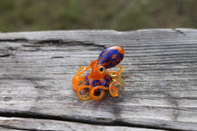 Load image into Gallery viewer, Orange Blue Blown Glass Octopus, Glass Octopus, Glass, Octopus, Ocean, Octopus Sculpture, Squid, Kraken, Sea, Cephalopod, Blown Glass, Octopus Figurine
