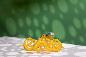 Yellow Blown Glass Octopus glass figurine Octopus Glass Ocean Octopus  Kraken Glass Octopus Figurine