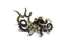 Load image into Gallery viewer, Gold Black Blown Glass Octopus glass figurine Octopus Glass Ocean Octopus Kraken Glass Octopus Figurine
