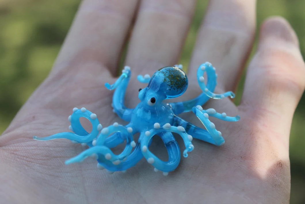 Sky Blue Blown Glass Octopus, Glass Octopus, Glass, Octopus, Ocean, Octopus Sculpture, Squid, Kraken, Sea, Cephalopod, Blown Glass, Octopus Figurine