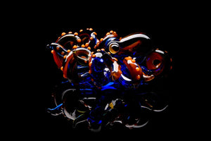 Blue Orange Blown Glass Octopus, Glass Octopus, Glass, Octopus, Ocean, Octopus Sculpture, Squid, Kraken, Sea, Cephalopod, Blown Glass, Octopus Figurine