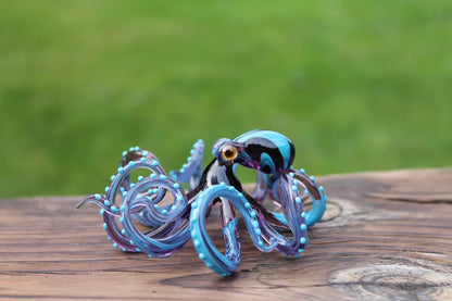The Purple turquoise Kracken Collectible Wearable Boro Glass OctopusArt Glass Octopus Figurine -  Blue Purple Tentacles