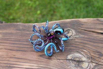 The Purple turquoise Kracken Collectible Wearable Boro Glass OctopusArt Glass Octopus Figurine -  Blue Purple Tentacles