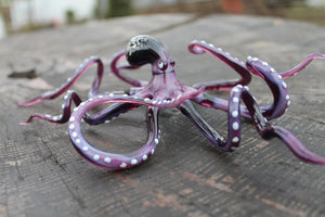 Purple Blown Glass Octopus, Glass Octopus, Glass, Octopus, Ocean, Octopus Sculpture, Squid, Kraken, Sea, Cephalopod, Blown Glass, Octopus Figurine