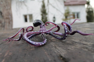 Purple Blown Glass Octopus, Glass Octopus, Glass, Octopus, Ocean, Octopus Sculpture, Squid, Kraken, Sea, Cephalopod, Blown Glass, Octopus Figurine