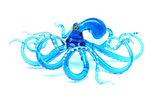 Sky Blue Blown Glass Octopus Handmade Octopus Figurine
