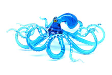 Load image into Gallery viewer, Sky Blue Blown Glass Octopus, Glass Octopus, Glass, Octopus, Ocean, Octopus Sculpture, Squid, Kraken, Sea, Cephalopod, Blown Glass, Octopus Figurine
