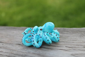 Blue Octopus Glass Seattle Kraken Collectible Necklace Glass Octopus Wearable / Blown Glass Octopus figurine