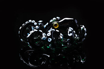 Blown Glass Black And Green Octopus Figurine - Handmade Ocean Sculpture