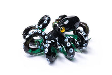 Load image into Gallery viewer, The Green and black Kracken Collectible Wearable Boro Glass Octopus Necklace / Blown Glass Octopus figurine
