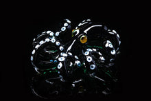 Load image into Gallery viewer, The Green and black Kracken Collectible Wearable Boro Glass Octopus Necklace / Blown Glass Octopus figurine
