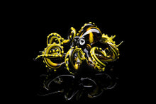 Load image into Gallery viewer, Black Yellow Blown Glass Octopus, Glass Octopus, Glass, Octopus, Ocean, Octopus Sculpture, Squid, Kraken, Sea, Cephalopod, Blown Glass, Octopus Figurine
