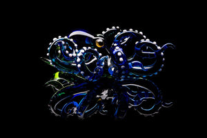 Blue Green Blown Glass Octopus, Glass Octopus, Glass, Octopus, Ocean, Octopus Sculpture, Squid, Kraken, Sea, Cephalopod, Blown Glass, Octopus Figurine