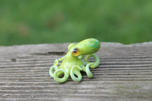 Green Blown Glass Octopus, Glass Octopus, Glass, Octopus, Ocean, Octopus Sculpture, Squid, Kraken, Sea, Cephalopod, Blown Glass, Octopus Figurine