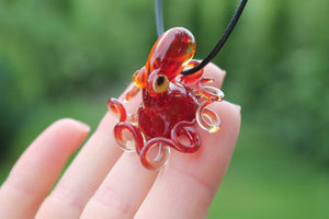 Red Blown Glass Octopus, Glass Octopus, Glass, Octopus, Ocean, Octopus Sculpture, Squid, Kraken, Sea, Cephalopod, Blown Glass, Octopus Figurine