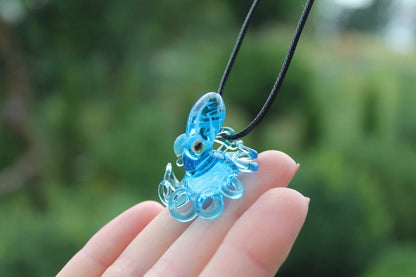 Blown Glass Octopus Figurine Blue Art Sculpture Miniature Sea Animal