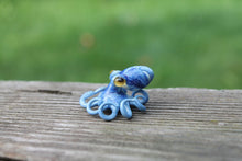 Load image into Gallery viewer, Blue Blown Glass Octopus, Glass Octopus, Glass, Octopus, Ocean, Octopus Sculpture, Squid, Kraken, Sea, Cephalopod, Blown Glass, Octopus Figurine

