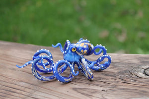 Deep Blue Blown Glass Octopus glass figurine Octopus Glass Ocean Octopus Kraken Glass Octopus Figurine