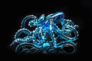 Blue Blown Glass Octopus, Glass Octopus, Glass, Octopus, Ocean, Octopus Sculpture, Squid, Kraken, Sea, Cephalopod, Blown Glass, Octopus Figurine