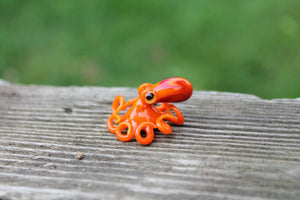 Orange Blown Glass Octopus, Glass Octopus, Glass, Octopus, Ocean, Octopus Sculpture, Squid, Kraken, Sea, Cephalopod, Blown Glass, Octopus Figurine