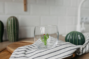 Mexico Glass Cactus Tequila Drink Water Cup Handmade Unique