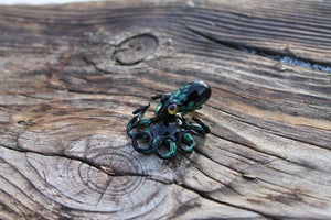 Black Green Blown Glass Octopus, Glass Octopus, Glass, Octopus, Ocean, Octopus Sculpture, Squid, Kraken, Sea, Cephalopod, Blown Glass, Octopus Figurine