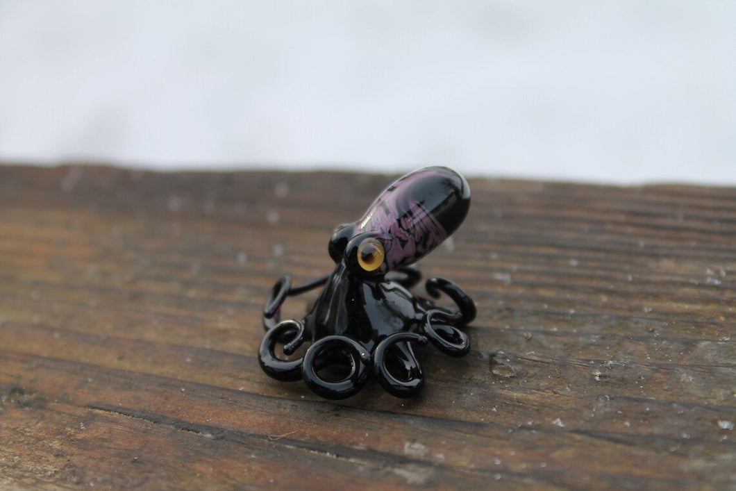 Black Purple Blown Glass Octopus, Glass Octopus, Glass, Octopus, Ocean, Octopus Sculpture, Squid, Kraken, Sea, Cephalopod, Blown Glass, Octopus Figurine
