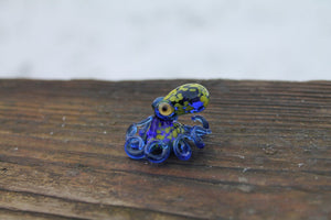 Blue Yellow Blown Glass Octopus Glass Octopus, Glass, Octopus, Ocean, Octopus Sculpture, Squid, Kraken, Sea, Cephalopod, Blown Glass, Octopus Figurine